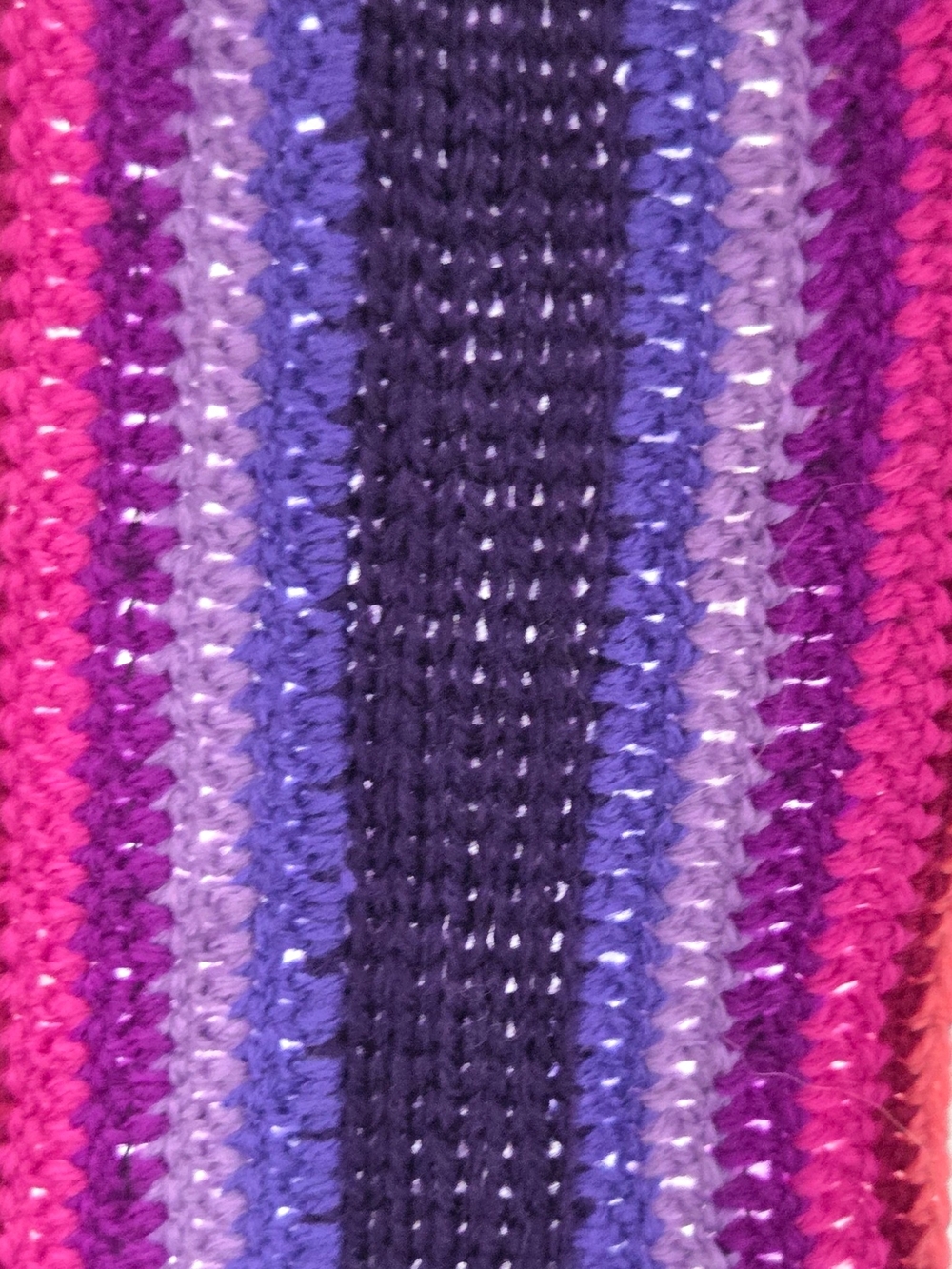 Vtg 2005 Y2K Striped Crochet Scarf Sequins Fringe Tassels Boho Indie Deadstock - Picture 6 of 12
